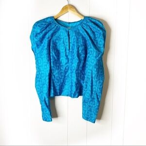 Petersyn Shirt Blue Puff Puffy Long Sleeve Blouse top medium